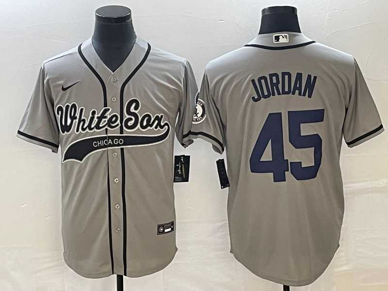 Men%27s Chicago White Sox #45 Michael Jordan Grey Cool Base Stitched Jersey